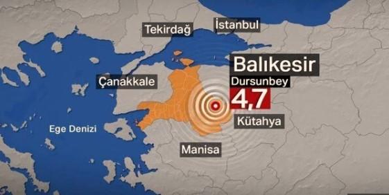 Deprem son dakika, Balıkesir’de 4.7 büyüklüğünde deprem