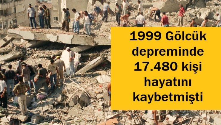 1999 Gölcük depreminde 17.480 kişi hayatını kaybetmişti